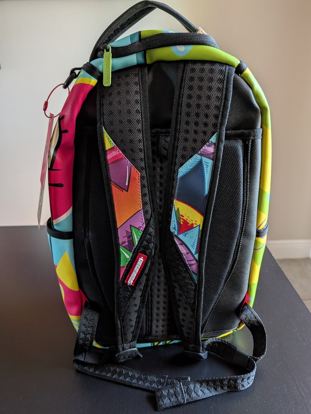 Sprayground Neon Shark Bite Backpack - Blue, Green, Yellow, Pink, Retired - Picture 4 of 11